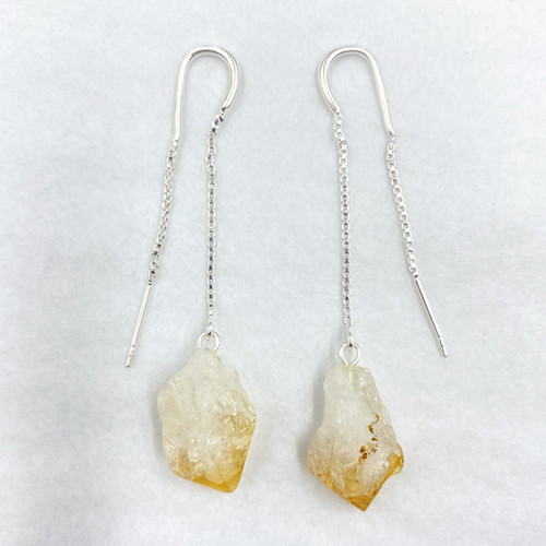 Thread Earrings - Rough Point Citrine