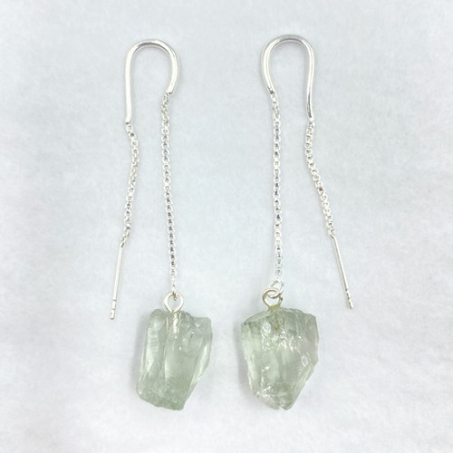 Thread Earrings - Rough Prasiolite