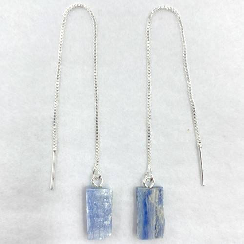 BACKORDER - Thread Earrings - Rough Kyanite Slice