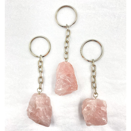 Mineral Keychains - Rough Rose Quartz (12) Mineral Keychains - Rough Rose Quartz (12)