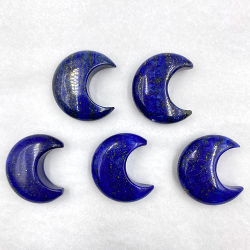 BACKORDER - Carved Pocket Stone Moons - Lapis Lazuli (35 mm) (5)