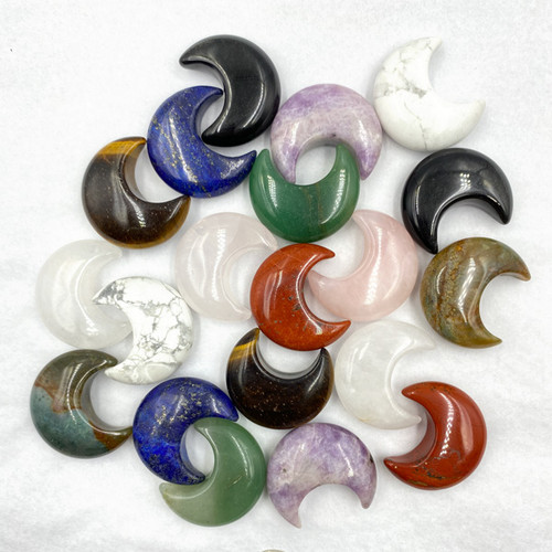 BACKORDER - Carved Pocket Stone Moons - Assorted (35 mm) (20)