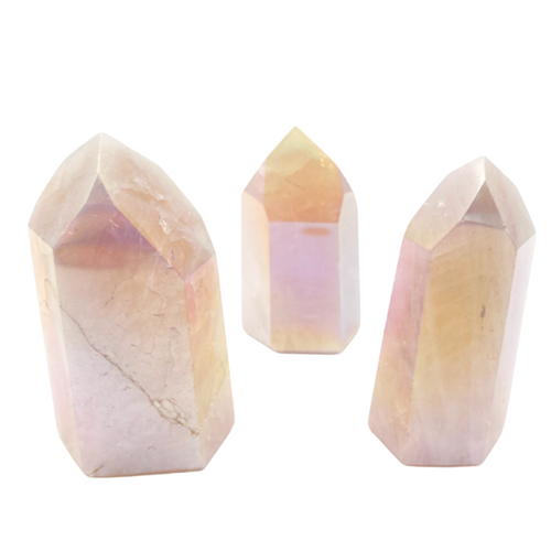 Polished Point - Rose Quartz Angel Aura Medium