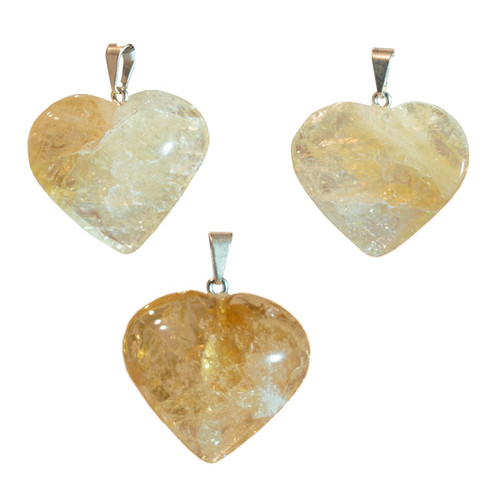 Gemstone Heart Pendant - Golden Healer Quartz