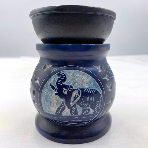 Oil Heater - Blue Soapstone Elephant