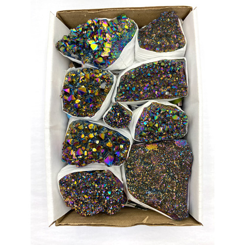 Boxed - Rainbow Titanium Amethyst Clusters (1.2 kg)