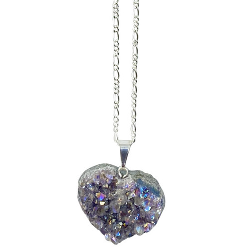 BACKORDER - Amethyst Cluster Necklace - Angel Aura Heart