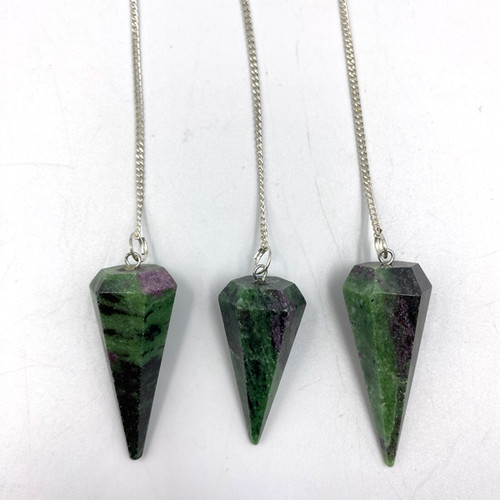 Faceted Pendulum - Ruby Zoisite Faceted Pendulum - Ruby Zoisite