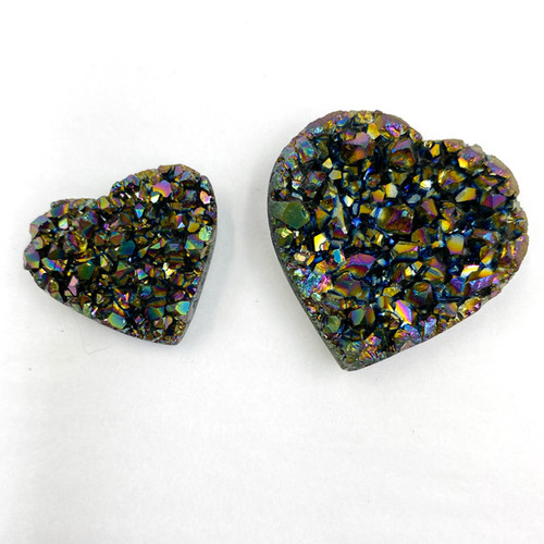 Polished Edge Hearts - Rainbow Titanium Aura Amethyst Cluster (XSmall) (5)