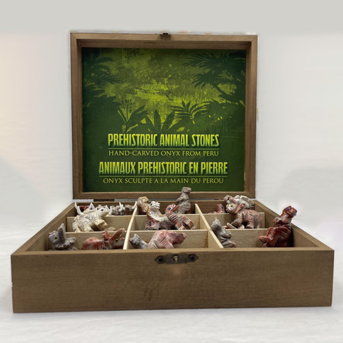 Carved Pocket Stone Prehistoric Animal Display - Assorted Onyx (50)