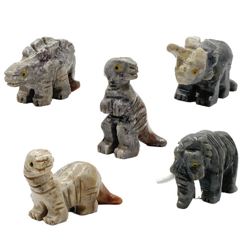 Carved Onyx Prehistoric Animal Pocket Stones - Assorted (50)