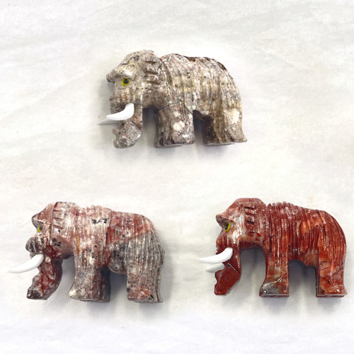 Carved Onyx Prehistoric Animal Pocket Stones - Mammoth (3)