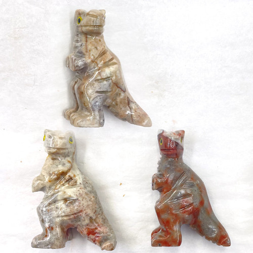 Carved Onyx Prehistoric Animal Pocket Stones - Tyrannosaurus (3)