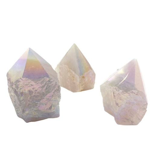 Cut Base Top Polish Point - Rose Quartz Angel Aura Large