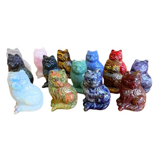 Carved Pocket Stone Cats - Assorted Types