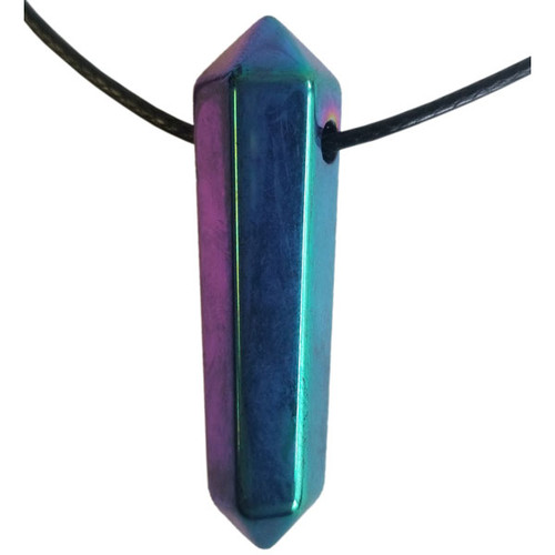 Drilled Jewellery Point - Rainbow Black Obsidian