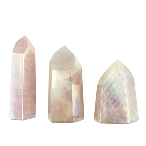 Polished Point - Rose Quartz Angel Aura Small