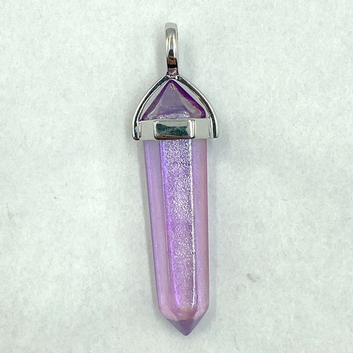 Point Pendant - Violet Aura Quartz