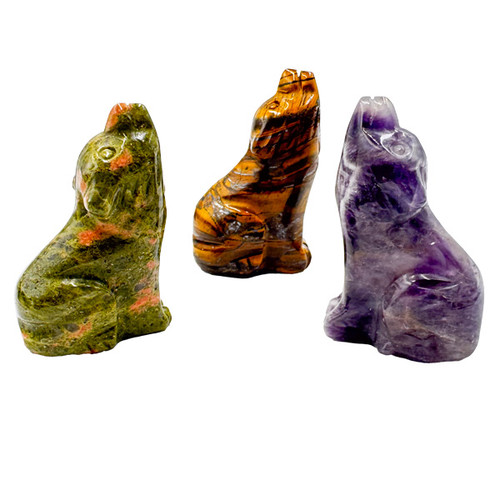 Carved Pocket Stone Wolves - Assorted Types