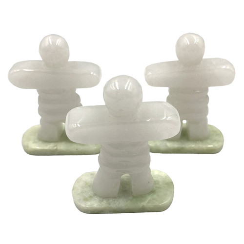 Stone Inukshuk -  White Marble on New Jade