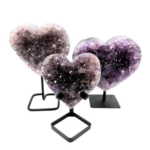 Amethyst Cluster Heart on Metal Base Medium Amethyst Cluster Heart on Metal Base Medium