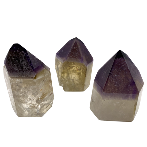 Polished Point - Citrine / Quartz with Cacoxenite Tip Large