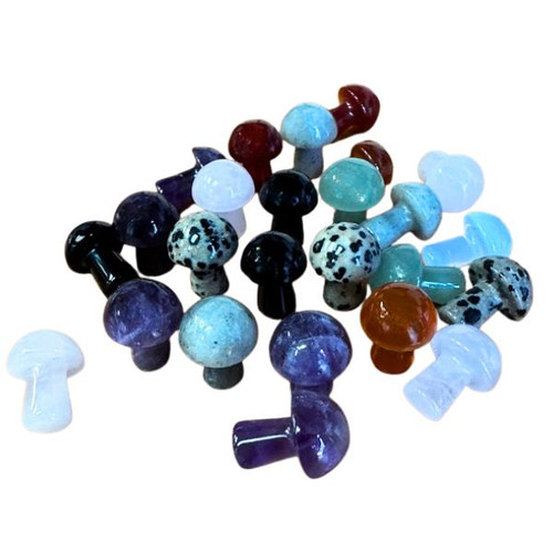 Carved Pocket Stone Mushrooms - Assorted (24)