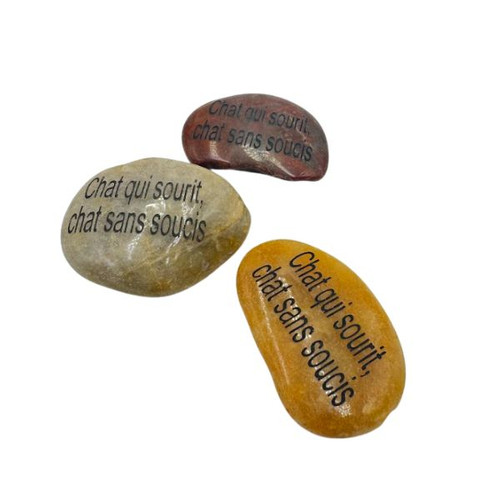 Inspiration (French) Stones - Chat qui sourit, chat sans soucis