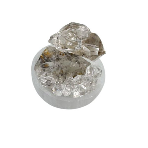 Glass Locket Necklace with Herkimer Diamonds