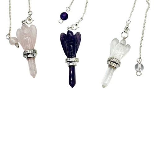 Angel Pendulum - Assorted Stone Types with Polished Faceted Point