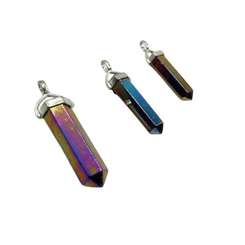 Aura Point Pendant - Rainbow Titanium Aura