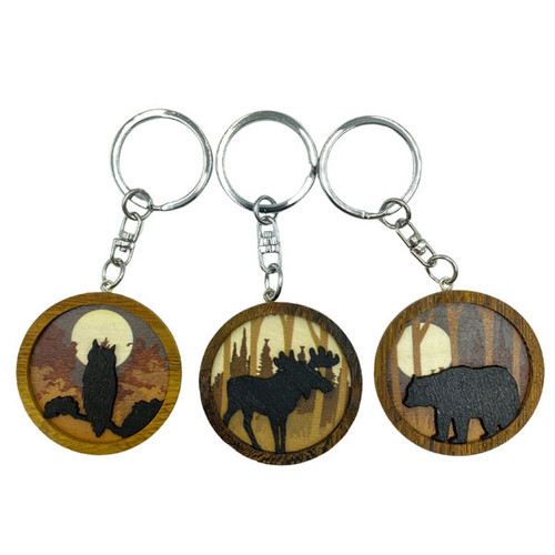 Wood Silhouette Keychains - Assorted (12)
