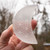 Selenite Engraved Moon - Flower of Life