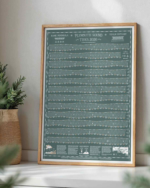 Tide Times Table Hydrographical Chart Plymouth Sound, Rame Peninsula, Yealm Estuary, Saltash, Cawsand, Bovisand. Designed by Sharon Lee