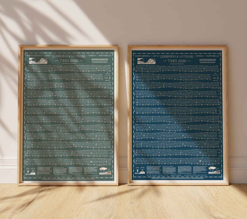 Tide Times Tables Hydrographical Chart Edinburgh Lothians, Leith, Portobello, Dunbar, North Berwick, Cramond Designed by Sharon Lee