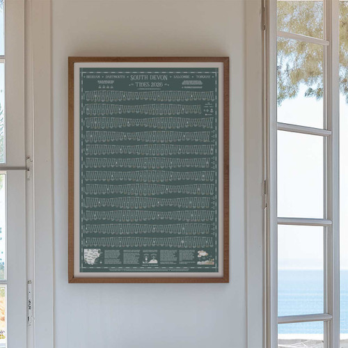 Tide Times Tables Hydrographical Chart South Devon, Dartmouth, Salcombe, Torquay, Brixham, Paignton, Kingsbridge, Designed by Sharon Lee