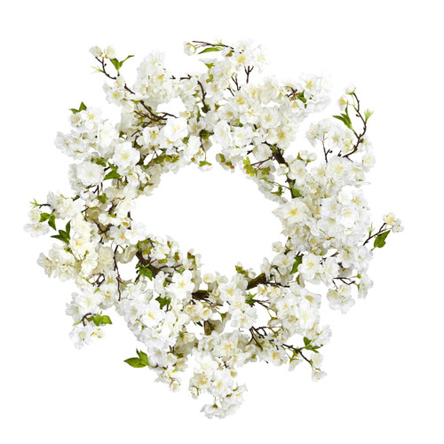 white cherry blossom wreath, spring home decor white cherry blossom wreath, spring home decor