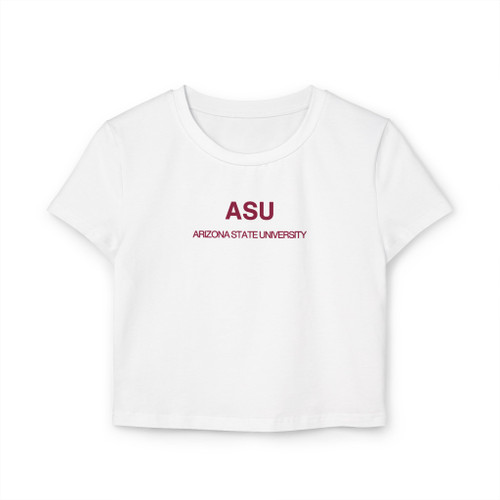 ASU Arizona State University Women's Baby Tee – Cropped Campus Crew Shirt, designed by Modern Farmhouse Glam 