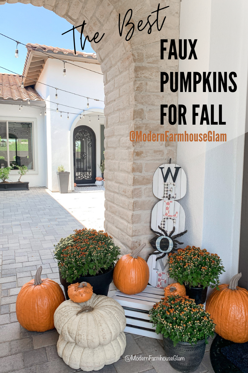 pumpkins for fall and halloween, realistic looking outdoor pumpkins for fall farmhouse porch