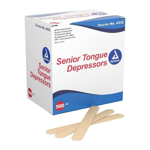 DYNAREX Senior Tongue Depressors Non-Sterile 6"