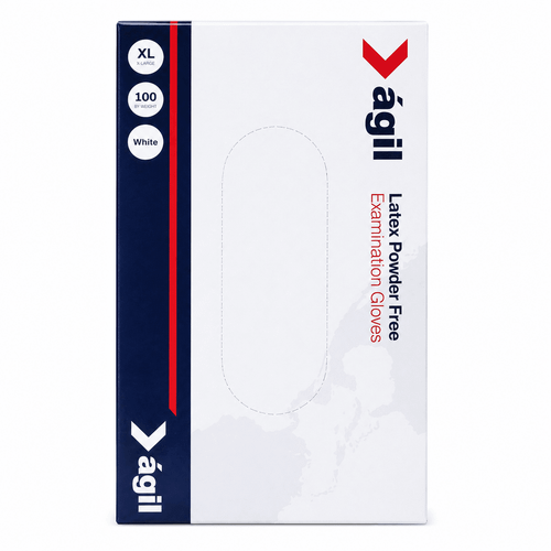 AGIL Disposable Gloves Latex Std Cuff P/F White Large