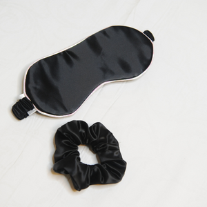 satin eye mask and satin scrunchies