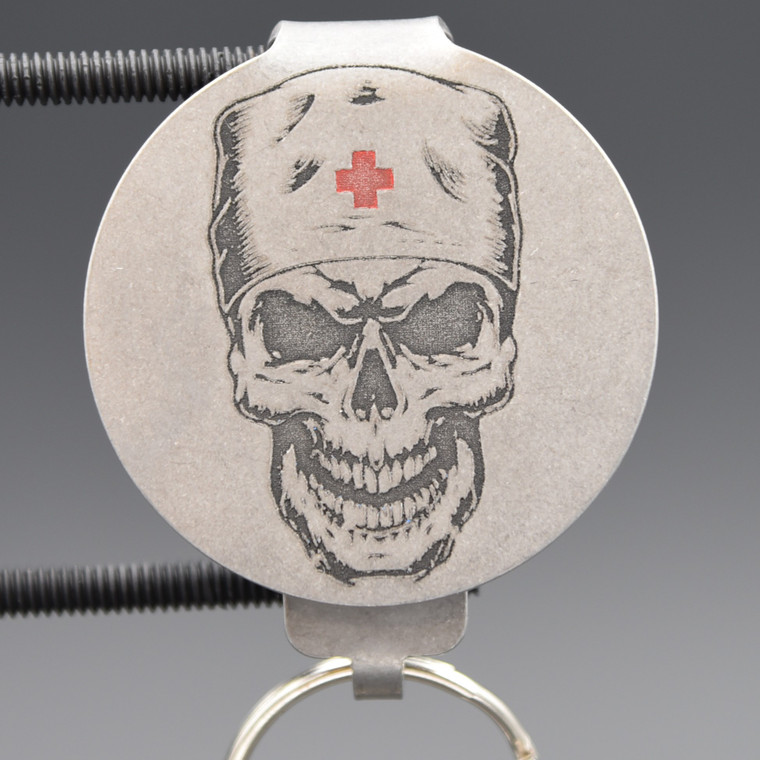 Medic Skull Pocket Clip Keychain