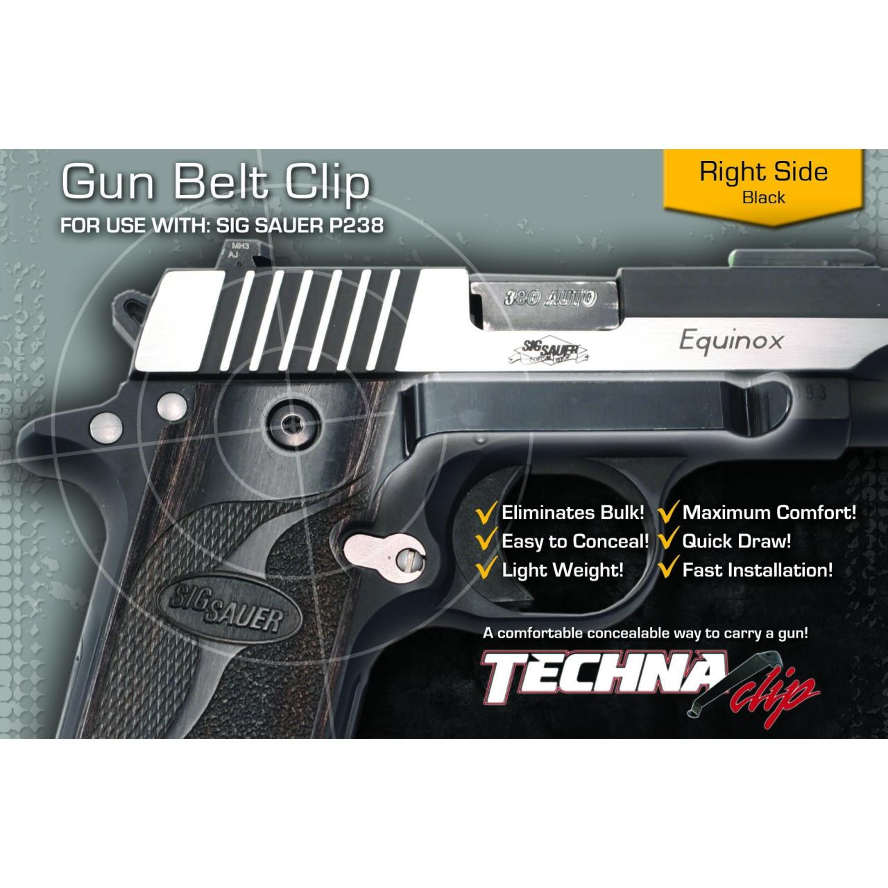 Techna Concealable Gun Clip - Sig P238 Right - Presleys Outdoors