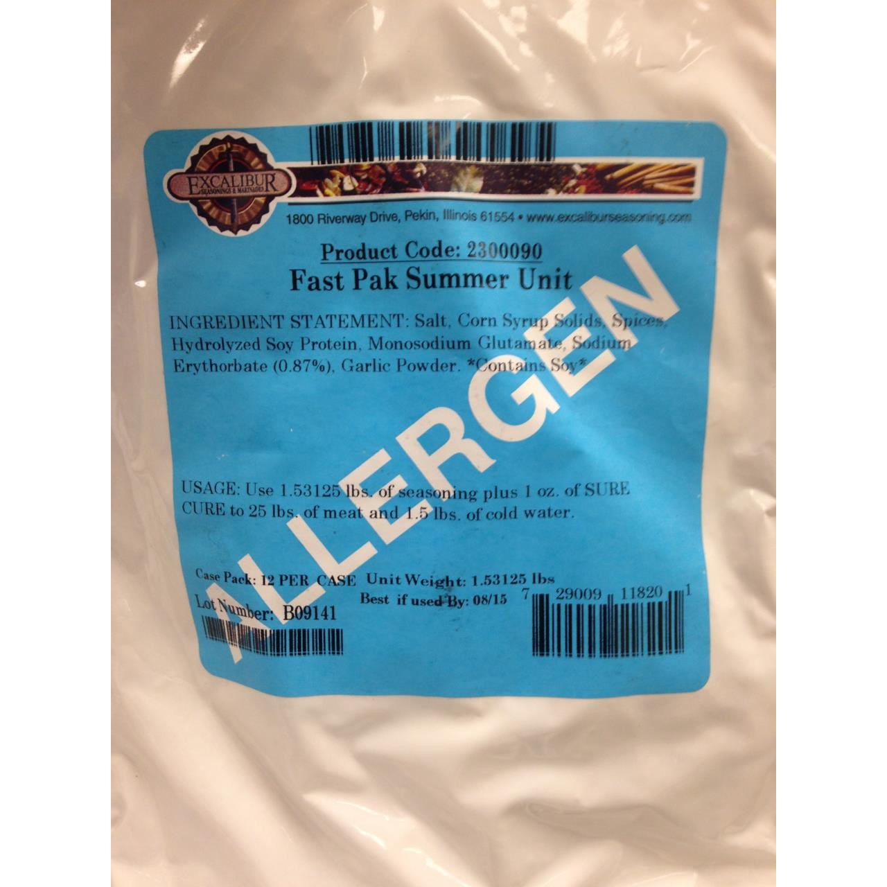 Excalibur Seasoning Summer Sausage Seasoning Fast Pak - 1.53125 lb