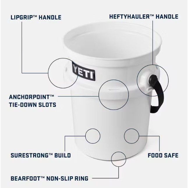 Yeti LoadOut 5-Gallon Bucket - White/Blue - Presleys Outdoors