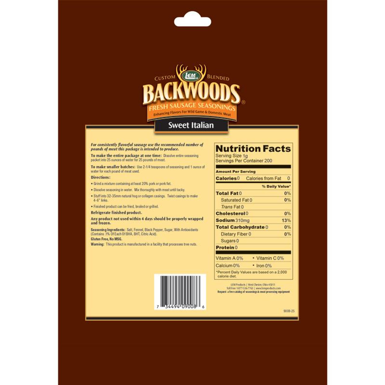 Lem Backwoods Sausage Seasoning Sweet Italian 25lbs Of Meat