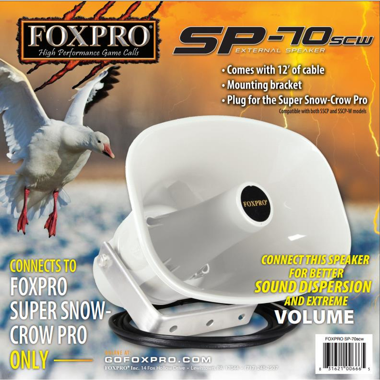 FOXPRO Speaker for Super Snow Crow Pro SSCP White SP70SCW