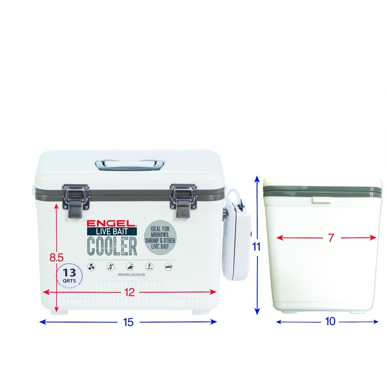 Engel 13QT White Live Bait Cooler with Aerator & Net Minnow