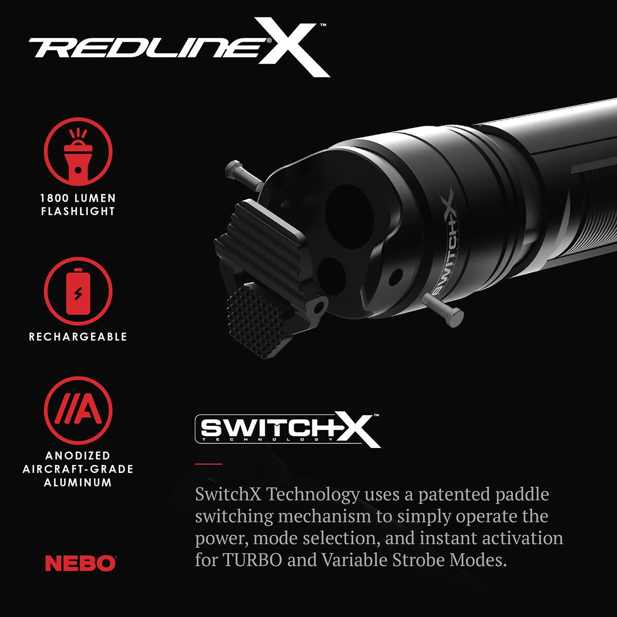 Nebo Redline X Rechargeable LED Flashlight - 1800 Lumen - Presleys Outdoors